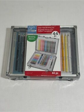 Artist's Loft Clear Case Drawing Set 44pc w/ Colored Pencils, Pastels & Pad